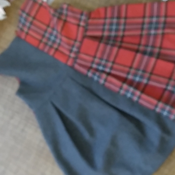 🎄 CHRISTMAS Red Plaid and Gray Toddler Dress 🎁 By M & B Fashion  (Greece) sz 1 - Picture 9 of 11